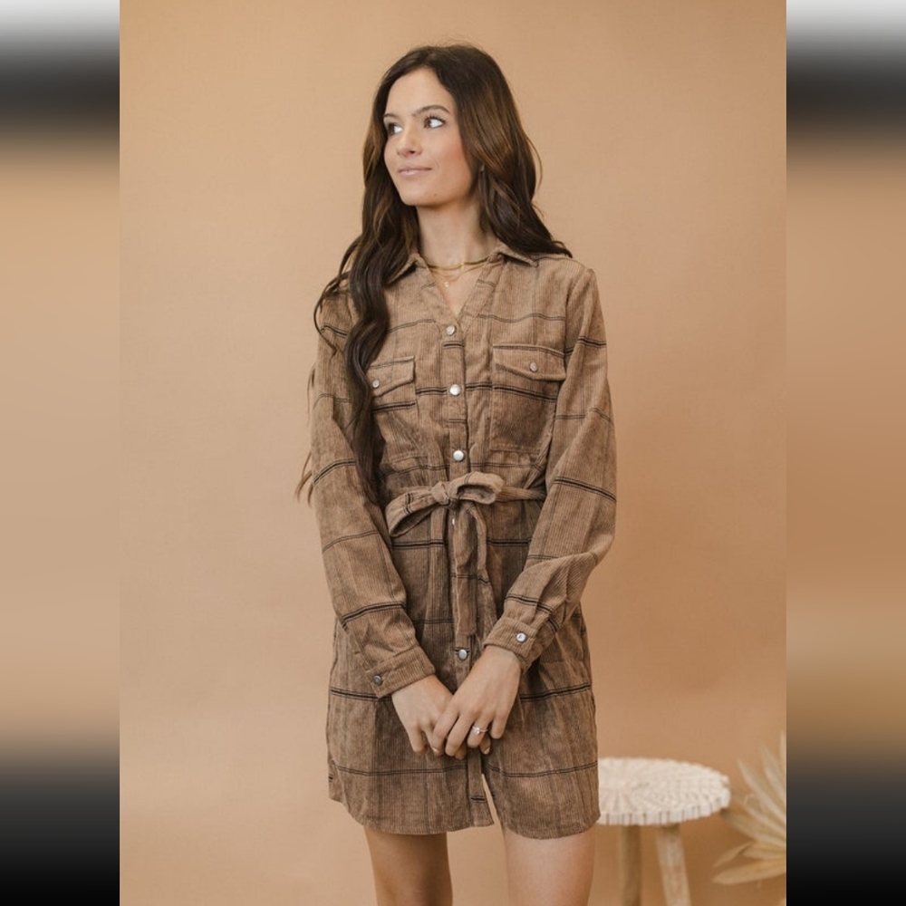 Pink Plaid Dress/Button-Up Shacket - Picture 2 of 4